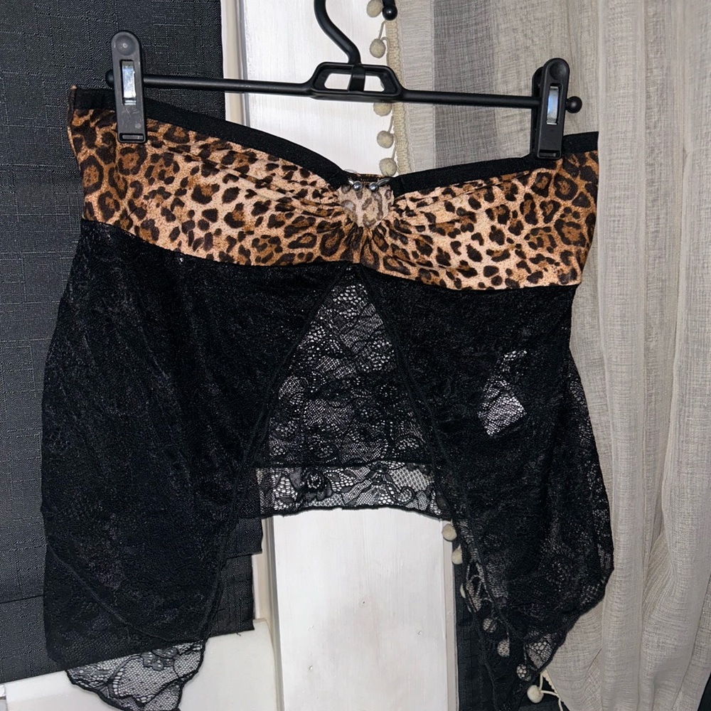 lace leopard print tube top